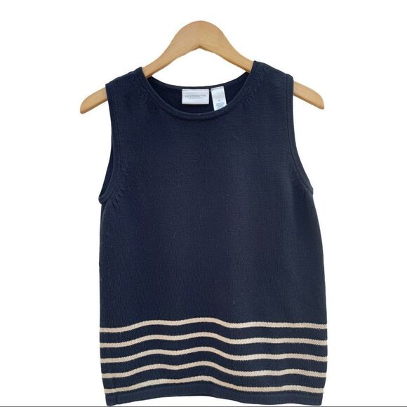 Liz Claiborne Black Tan Sweater Size M Knit Vest - Picture 4 of 8